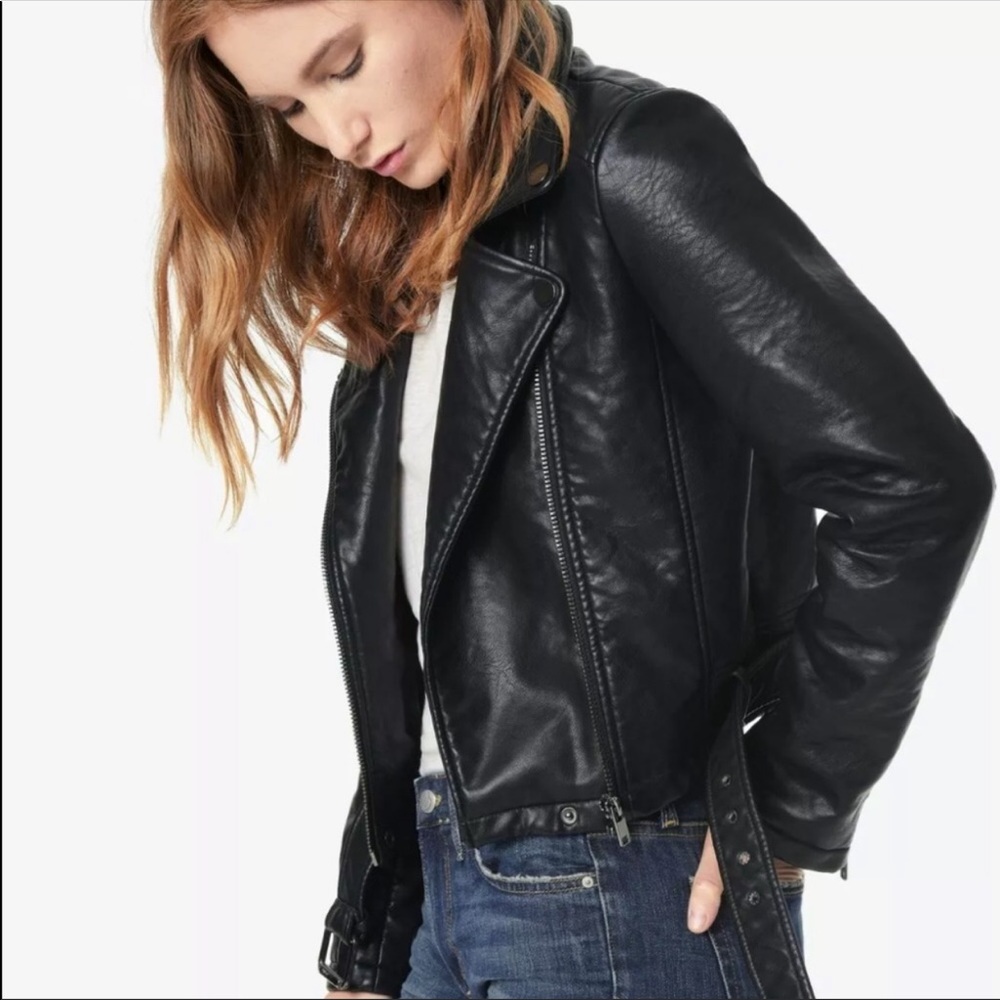 Joe’s jeans vegan leather textured moto jacket